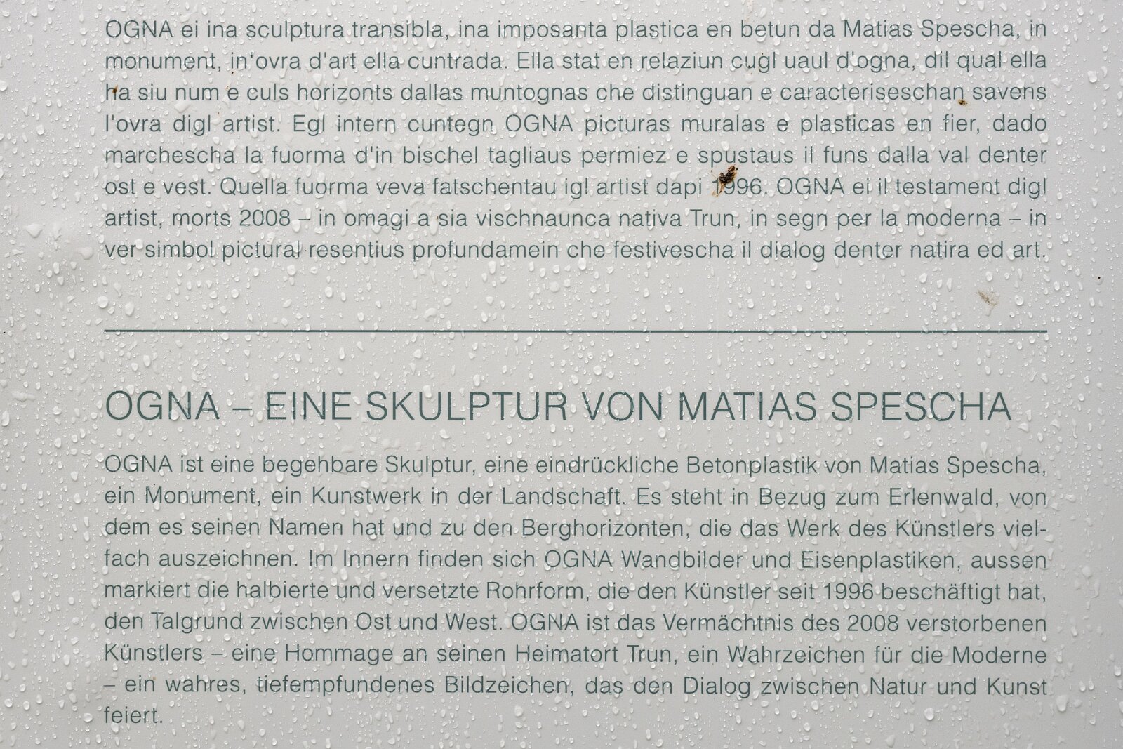 VSI.ASAI. Generalversammlung Flims Besichtigung OGNA von Matias Spescha, Trun. Grösste begehbare Skulptur der Schweiz.