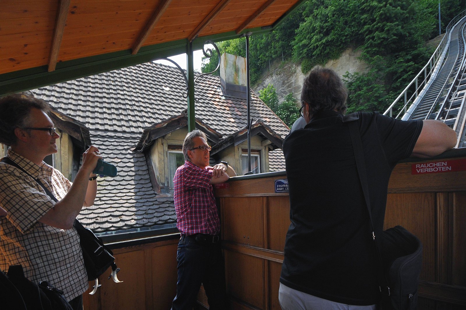 VSI.ASAI. - 67. Generalversammlung in Fribourg Seilbahnfahrt (Wird mit Wasser engetrieben) zum nächsten Treffpunkt.